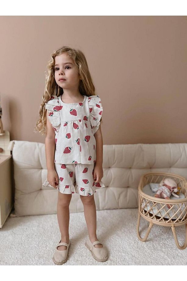 Yigit Butik Meyve Baskılı Şortlu Kız Çocuk Takım - 4