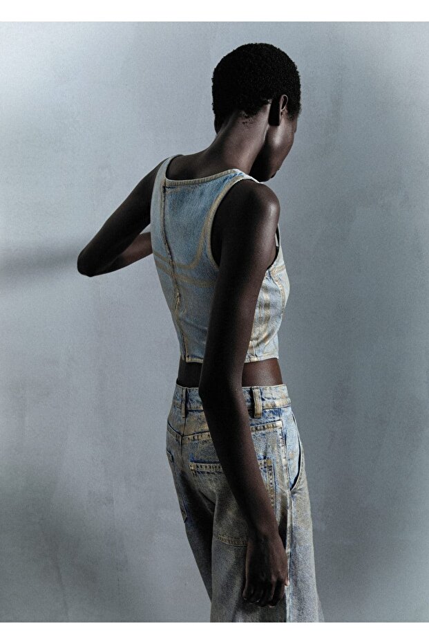 Folyo Denim Bluz - 6