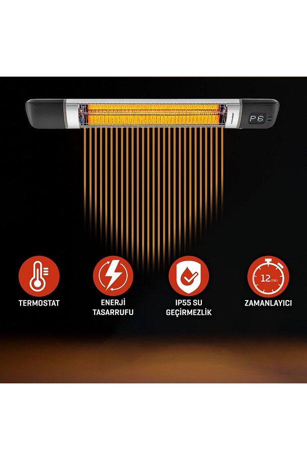 Smarty-wl Infrared Elektrikli Isıtıcı Akıllı Ip55 Su Geçirmez Duvar Cafe Tipi Dış Mekan 2500w - 5