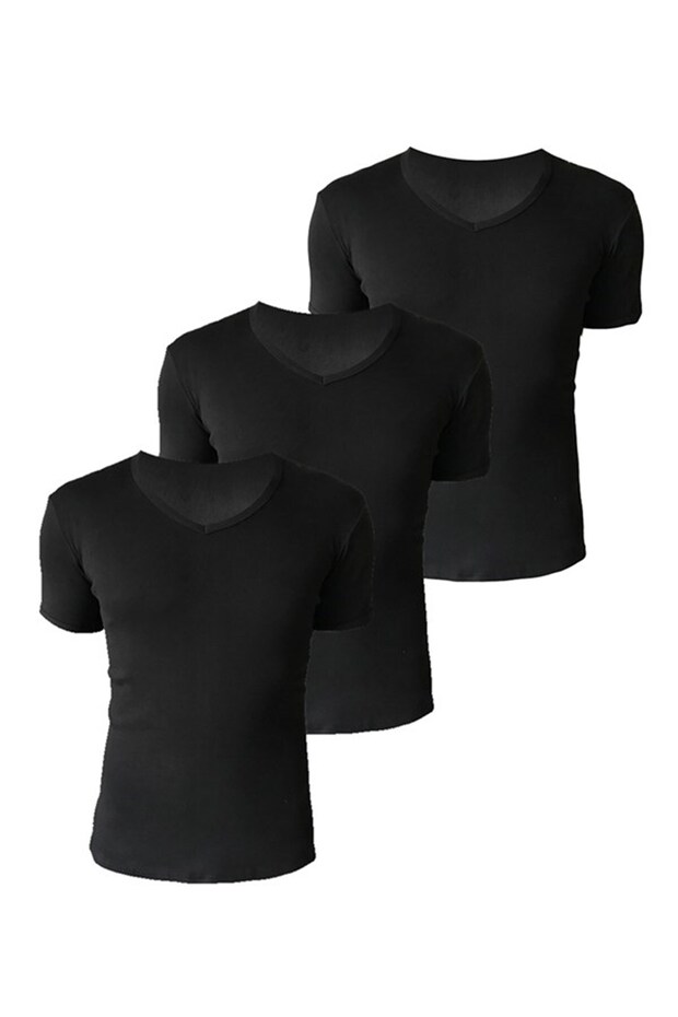 3-Piece Men's Athlete Half Sleeve V-Neck 100% Cotton Rib 3206