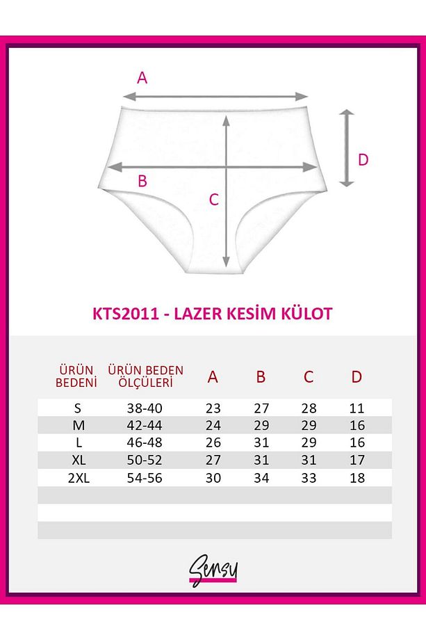 Kadın Yüksek Bel Lazer Kesim Külot 3'lü Kts2011 - 7