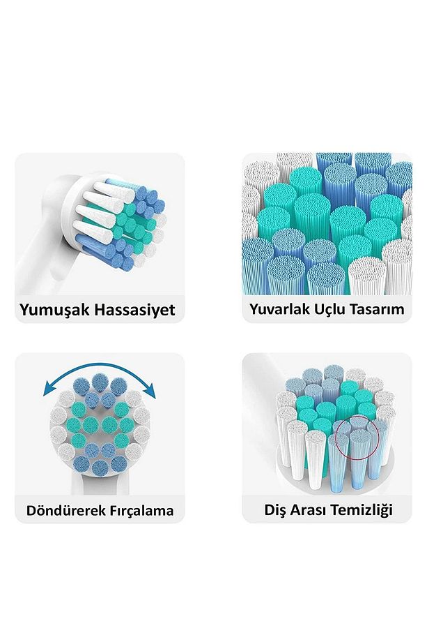 Şarjlı Ve Pilli Diş Fırçaları Ile Uyumlu 8 Adet Muadil Yedek Başlık - 3