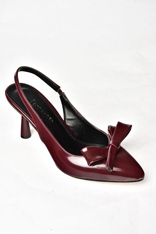 S518081909 Bordó vékony sarkú női cipő - 6