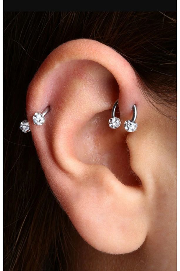 316l Cerrahi Çelik Antialerjik i Taşlı Şambala 3 Adet Halka Hızma Küpe Piercing Set - 5