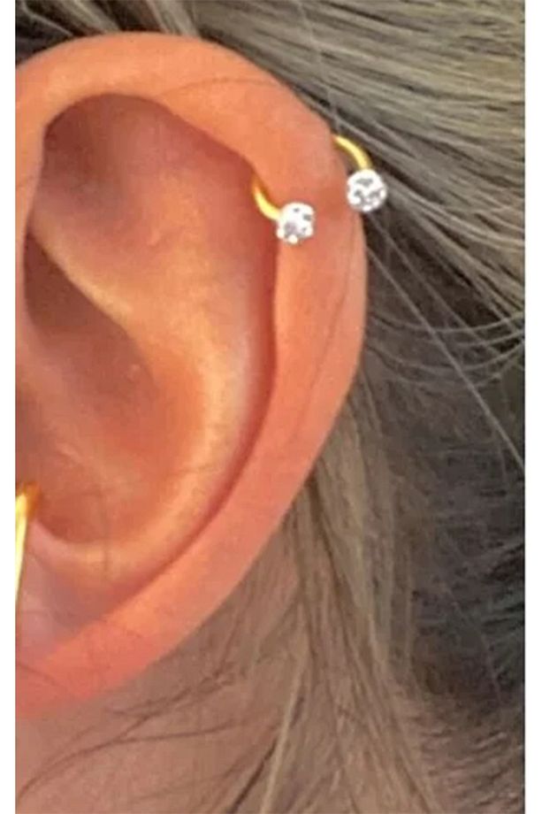 316l Cerrahi Çelik Antialerjik i Taşlı Şambala 3 Adet Halka Hızma Küpe Piercing Set - 7
