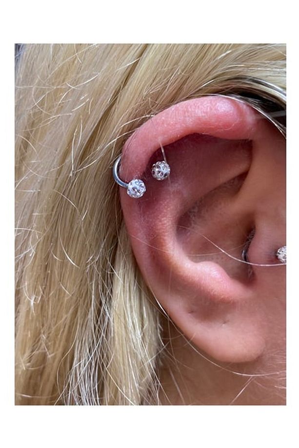 316l Cerrahi Çelik Antialerjik i Taşlı Şambala 3 Adet Halka Hızma Küpe Piercing Set - 6