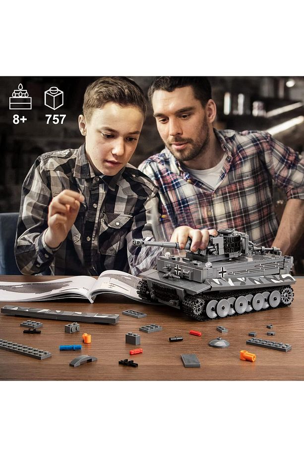 Kaplan Tankı Yapı Taşları Seti WW2 Askeri Model Şarj Edilebilir Uzaktan Kumandalı Uygulama Kontrollü - 5