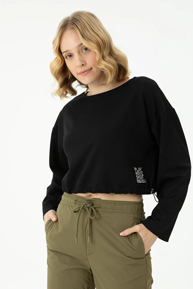 Women's Black Top Crop Sweatshirt