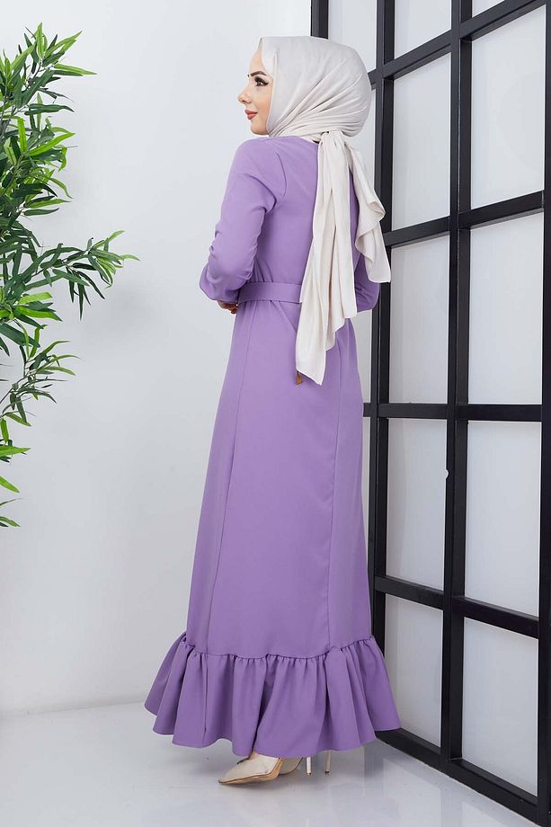 Dilay Atlas Elbise - Lila - 5