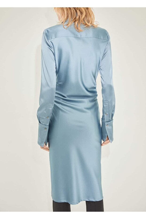 Dar kesim gömlek elbise - 4