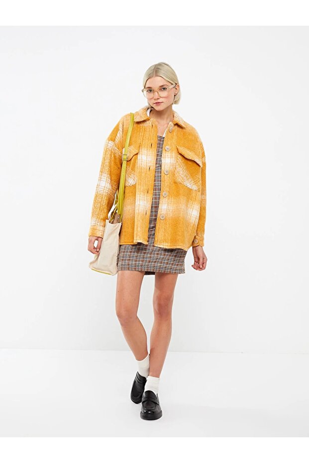 LCW Vision Ekose Uzun Kollu Kadın Oduncu Gömlek Ceket - 3