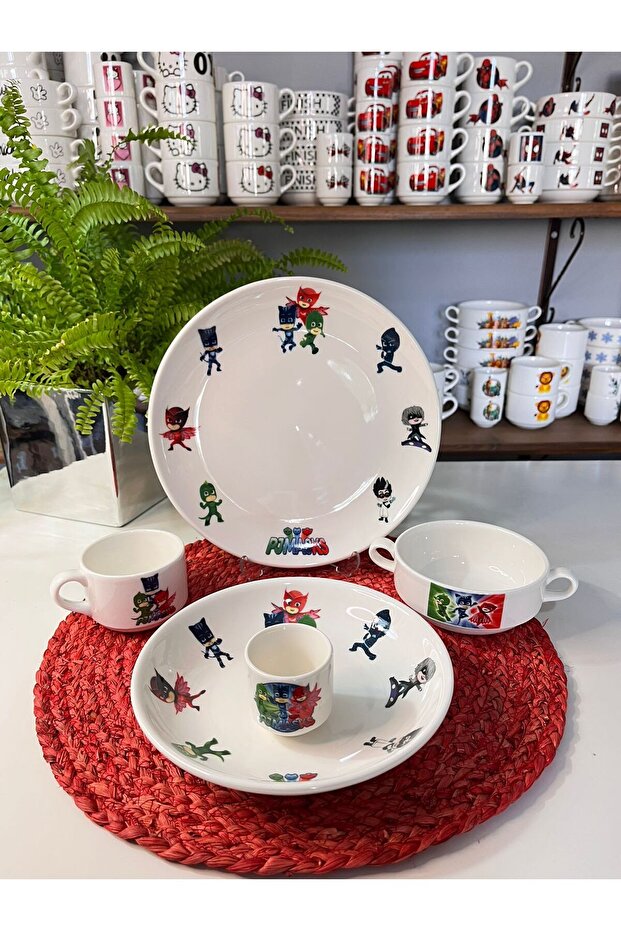 PJMASKS PATTERNED 5 piece CHILDREN'S BABY DISH SET FEEDING SET