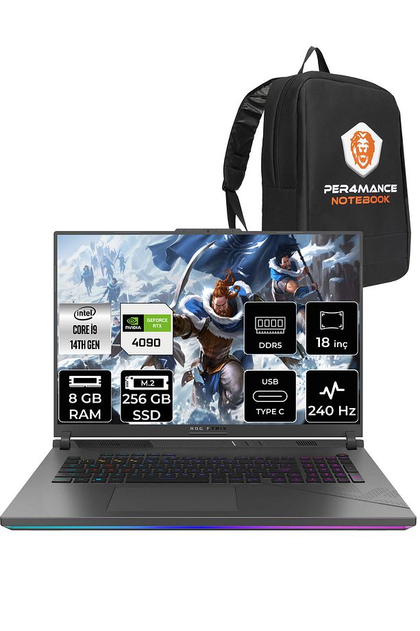 ROG Strix G18 i9-14900HX 8GB 256GB SSD RTX4090/16GB 240Hz 18" WQXGA FDOS N6100 & PER4 ÇANTA - 1