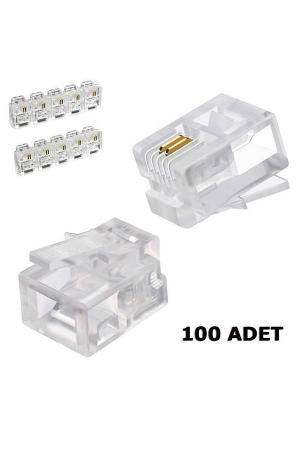 100 Adet Rj11 Konnektör Rj-11 Konnektör Jack - 1
