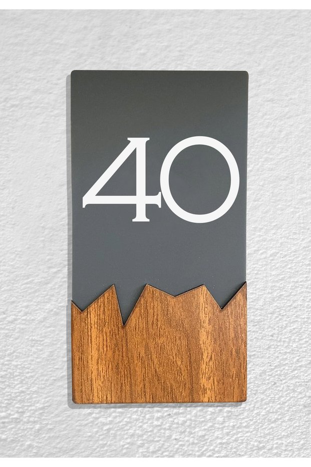 Vertical Plexi Wood Detailed Uv Printed Apartment Apartment Hotel Office Door Number - Door No:40