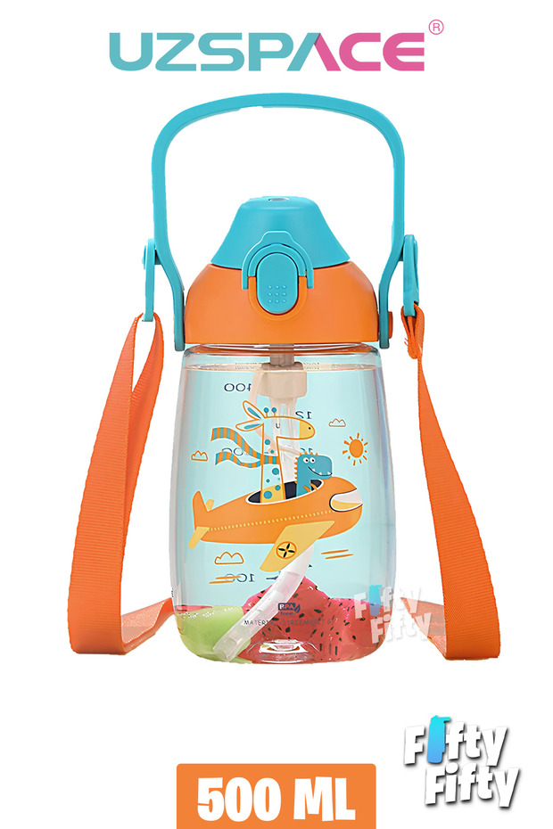 500 ml Children's Tritan Water Bottle with Straw and Neck Strap - Boxed - Ffuz 2201500