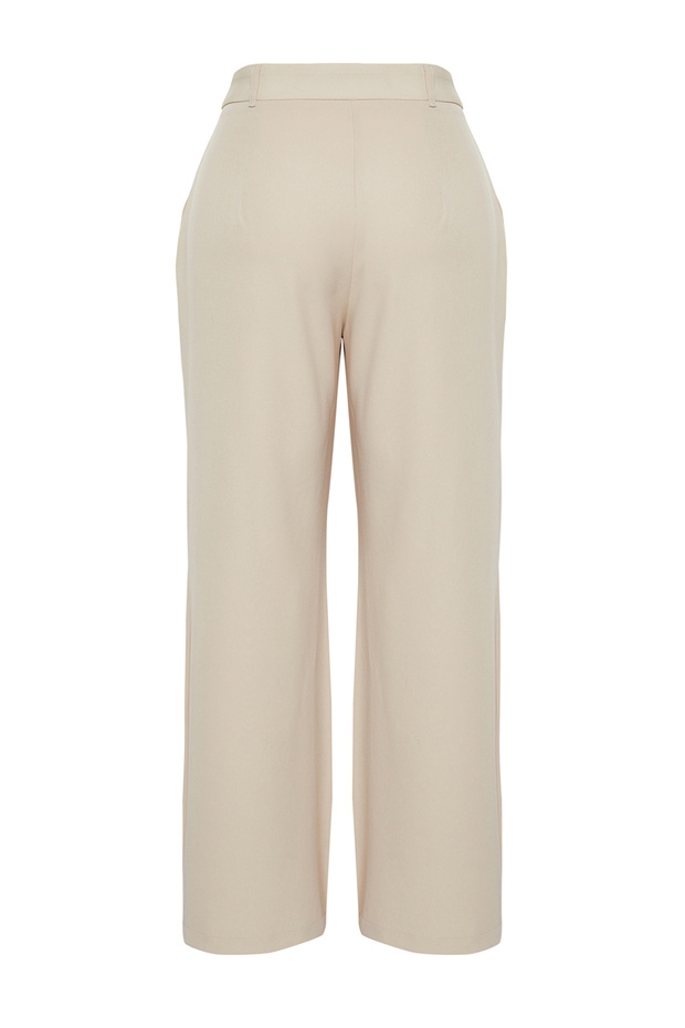 Taş Yüksek Bel Wide Leg Geniş Paça Pilili Dokuma Kumaş Pantolon TBBSS24AR00019 - 12