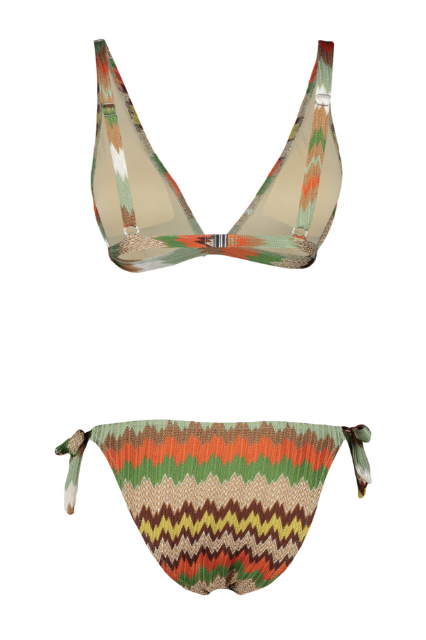 Geometrik Desenli Üçgen Bağlamalı Dokulu Regular Bikini Takımı TBESS24BT00095 - 7