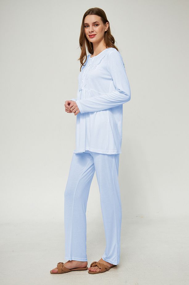 Ekru Kadın Hamile ve Lohusa Pijama Takımı 3'lü Set - 3