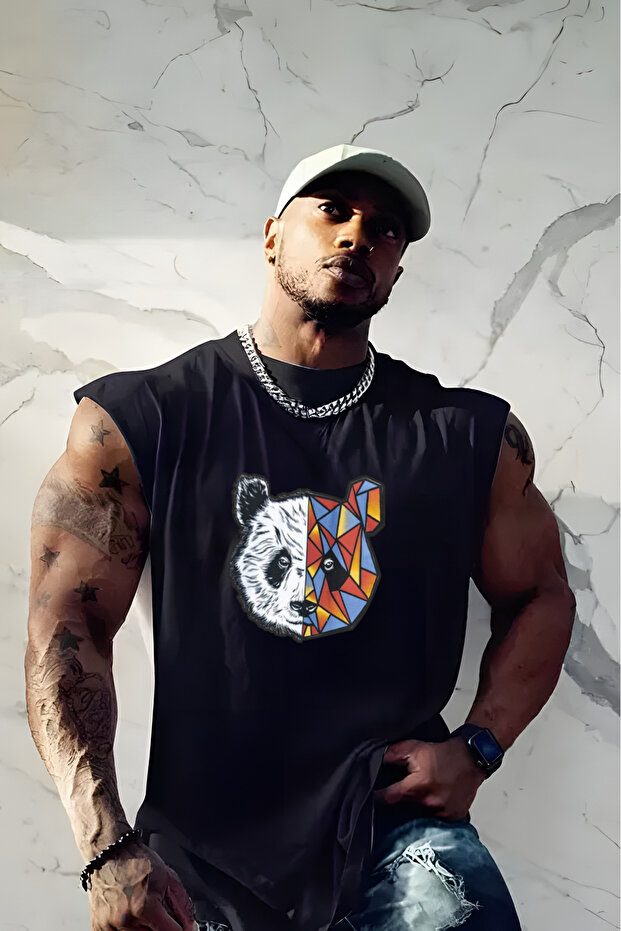 large size panda printed T-shirt