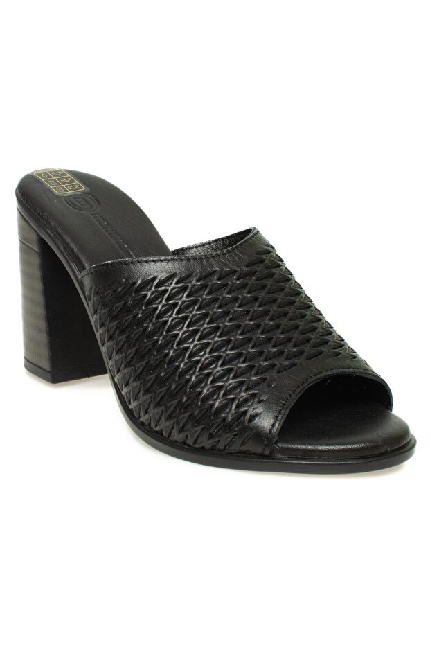 Dar Kalip Heeled Black Women's Slippers Dar Kalip