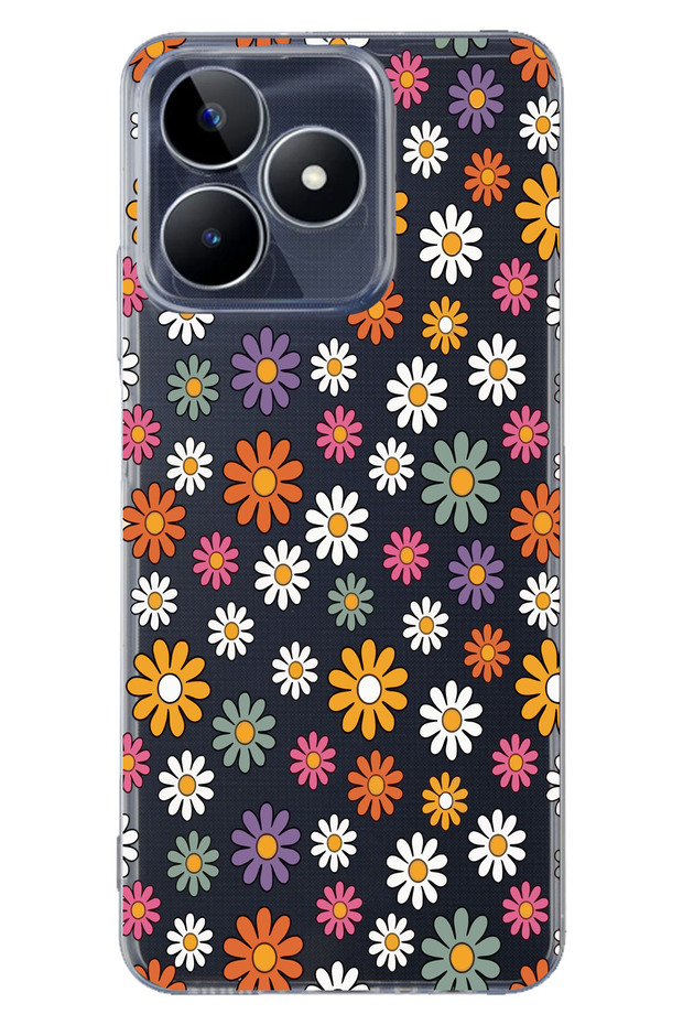 Realme C53 Compatible Floral Pattern Transparent Phone Case