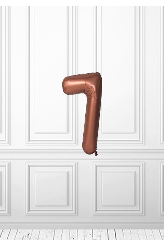 Brown Numeral Foil Balloon - Retro Numeral Foil Balloon 7 Numeral Foil Balloon