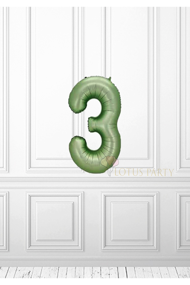 Green Number Foil Balloon - Retro Green Number Foil Balloon 3 Number Foil Balloon