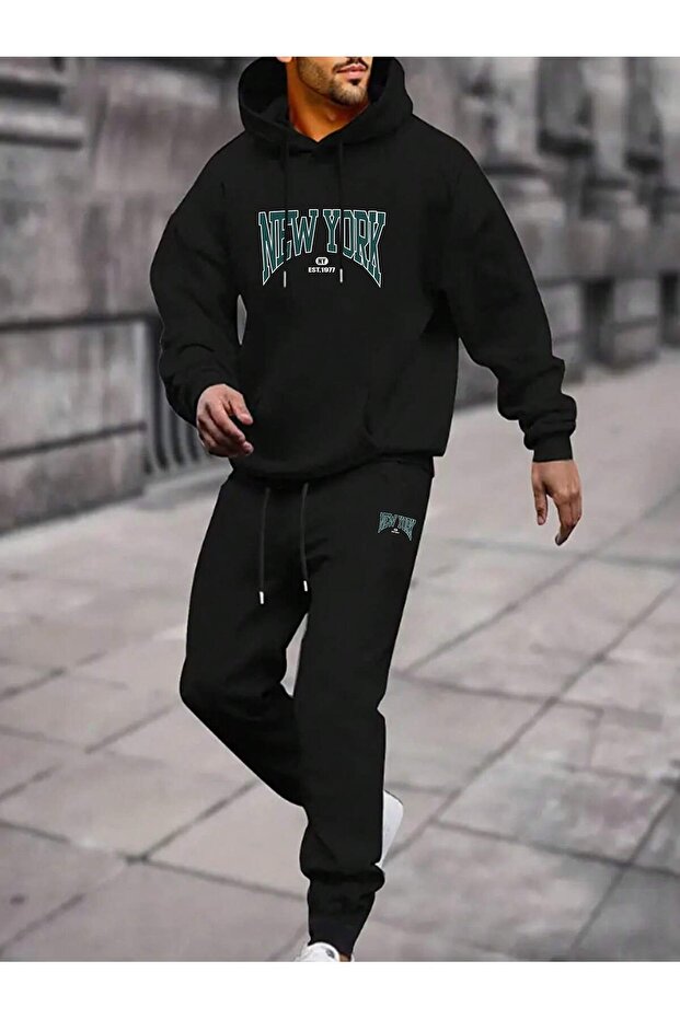 Unisex Red Kangaroo Pocket Long Long Sleeve Tracksuit Set