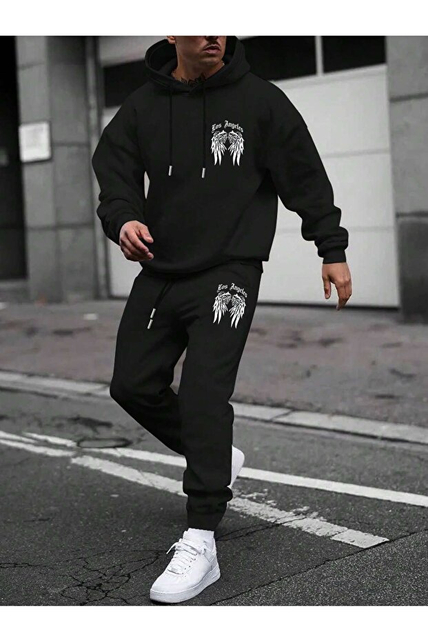 Unisex Anthracite Gray Casual Set Suit In Solid Color