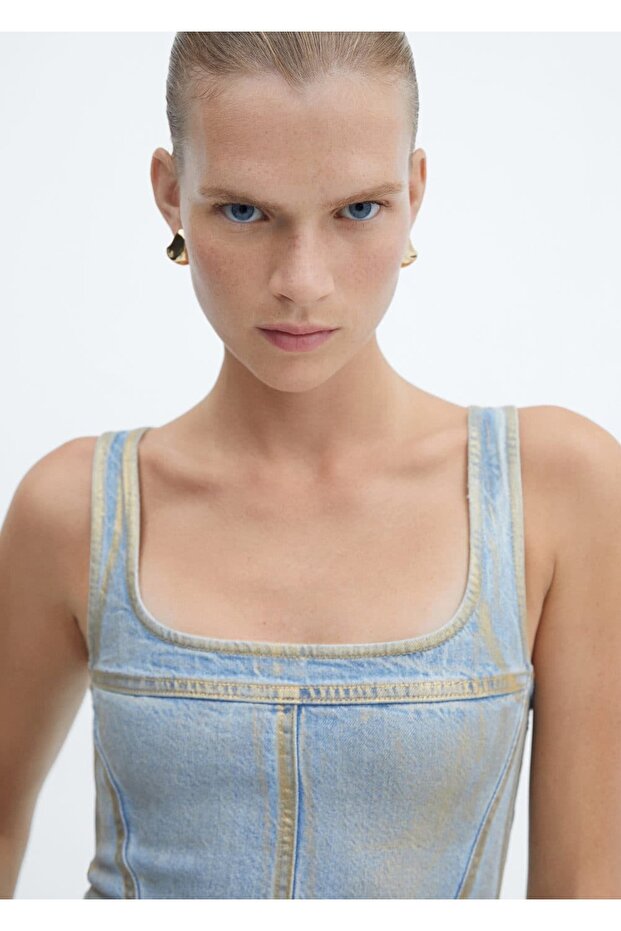 Folyo Denim Bluz - 4