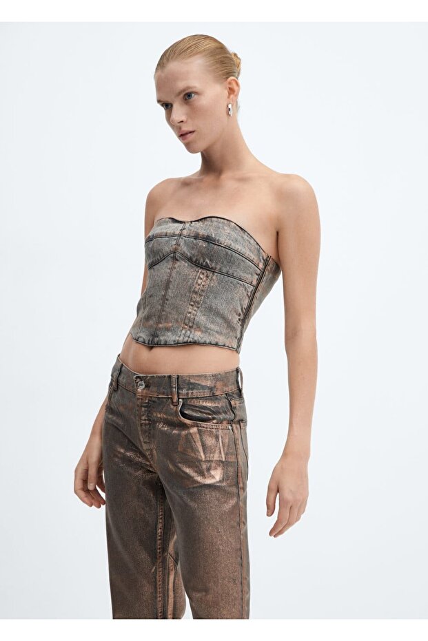 Folyo Denim Bluz - 1