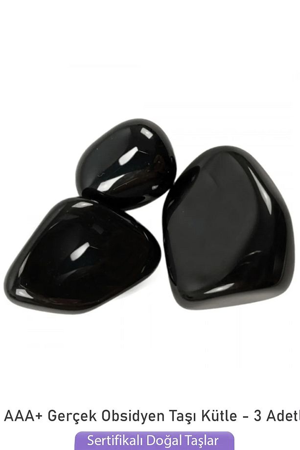 Sertifikalı Tamburlanmış Obsidyen Taşı Kütle (3 ADET) - 1