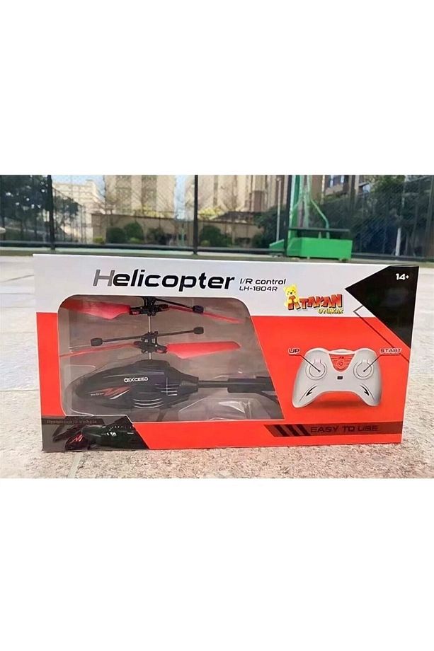 Işıklı Rc Helikopter Uzaktan Kumandalı Şarjlı Helikopter Sensörlü Drone Helikopter Kırmızı Sonic - 1