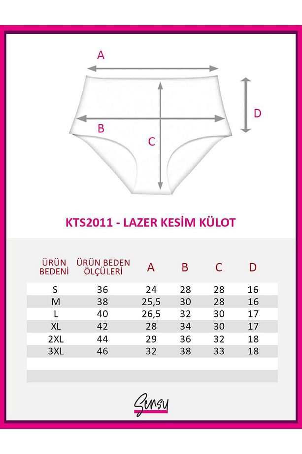 Kadın Yüksek Bel Lazer Kesim Külot 3'lü Kts2011 - 8