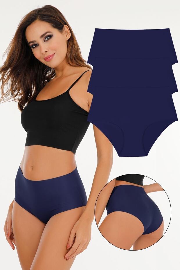 Women's High Waist Laser Cut Panties 3-Piece Kts2011 Dark Blue