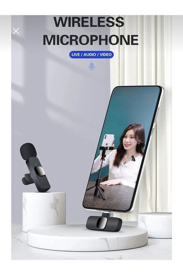 Kablosuz Yaka Mikrofonu Lightning Iphone 11 ,12,13,14 Uyumlu Mini Mikrofon - 2