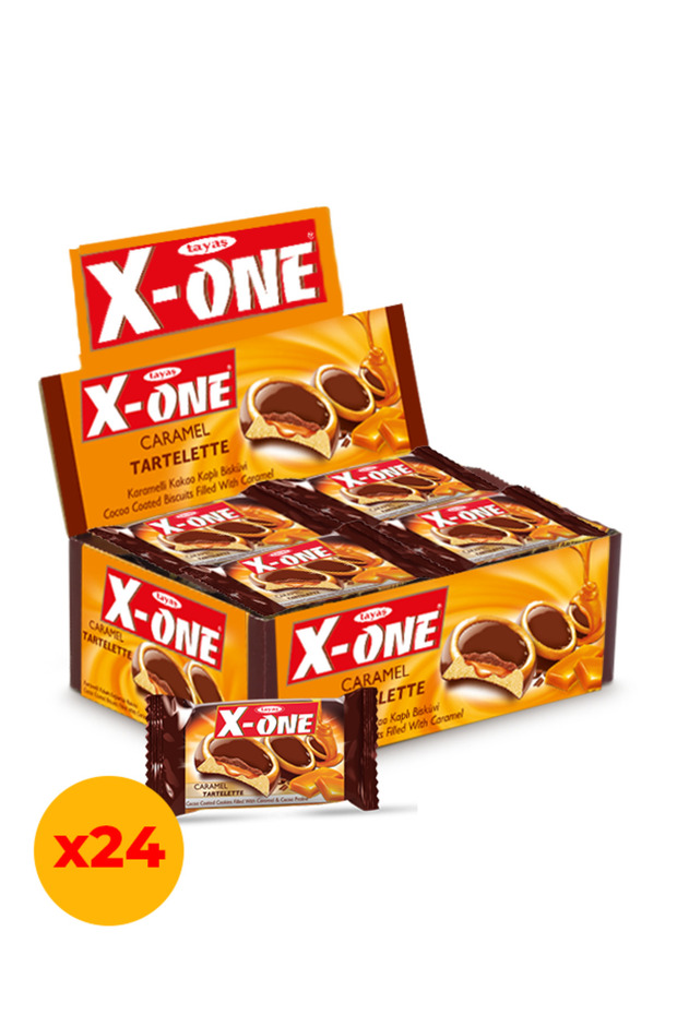Tayaş X-One Tartelette Karamelli Kakao Kaplı Bisküvi 20 Gr X 24 Adet Kutulu - 1