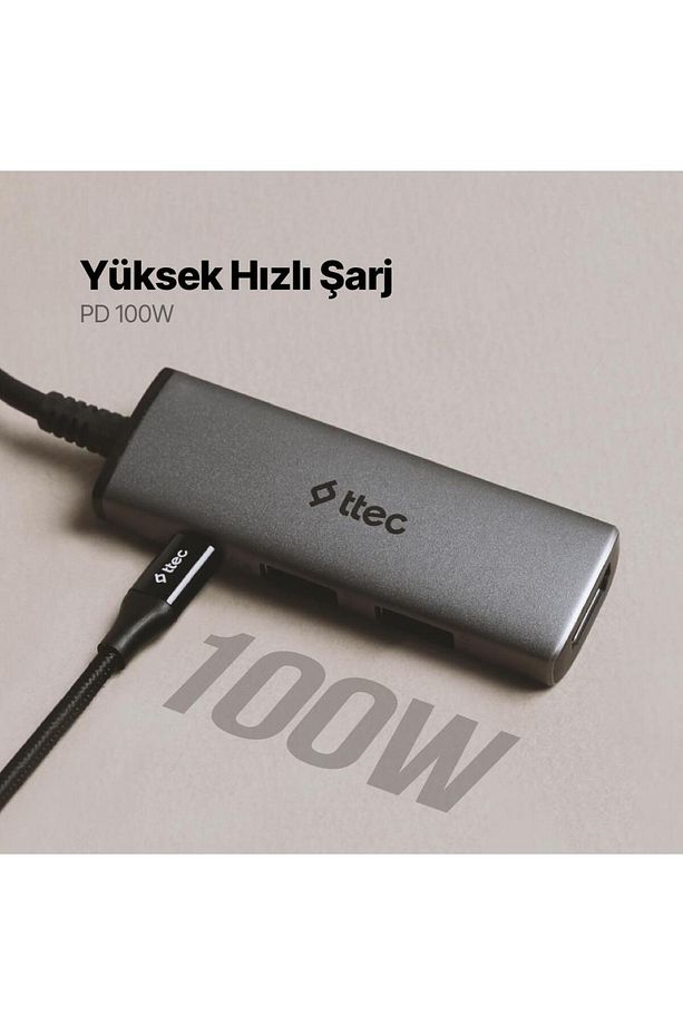 Pd 100w 4in1 Type-c To Dönüştürücü Hub Type-c To Pd3.0 4k Hdmı Usb-a 3.2 Usb Çoğaltıcı Görüntü - 3