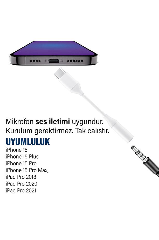iPhone 15-15 PLUS-15 PRO-15 PRO MAX Kulaklık Dönüştürücüsü Type-C Çevirici Aparat - 2