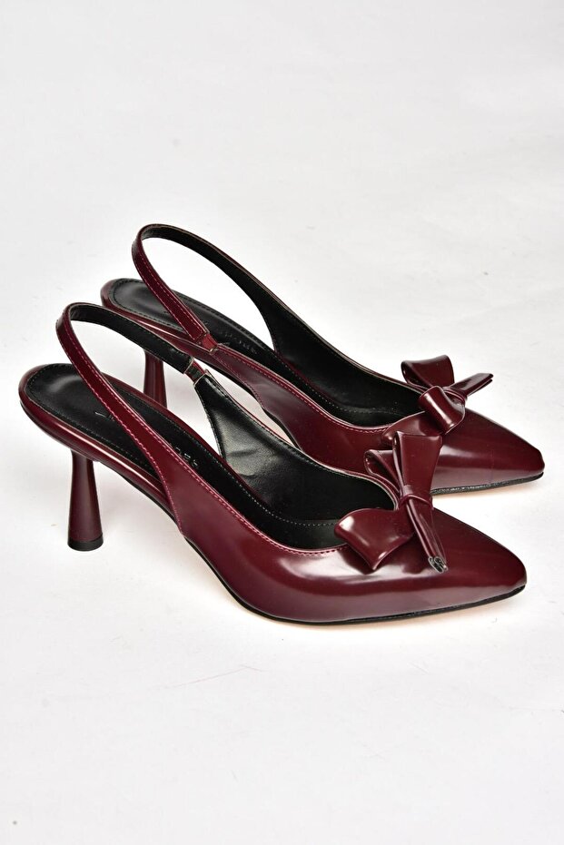 S518081909 Bordó vékony sarkú női cipő - 7