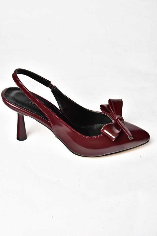 S518081909 Bordó vékony sarkú női cipő - 5