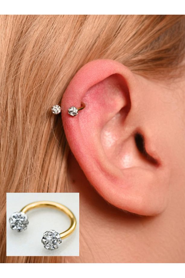 316l Cerrahi Çelik Antialerjik Taşlı Şambala 3 Adet Halka Hızma Küpe Piercing Set - 5