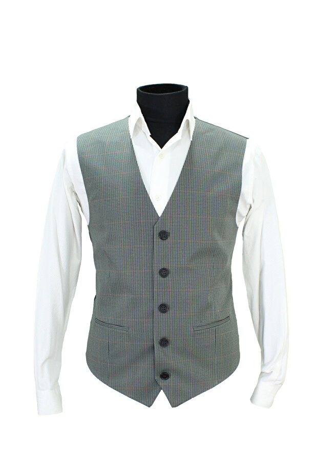 MEN'S VEST V NECK GREEN PLAID 50617