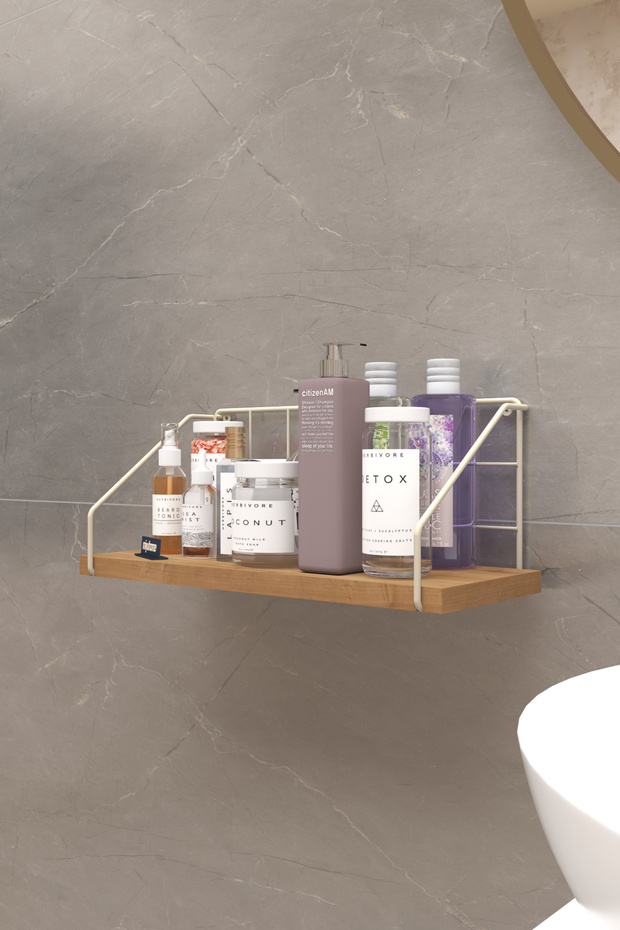 Metal Duvar Rafı Ahşap Raf Dekoratif Duvar Rafı Mutfak Rafı Modern İskandinav Raf - 3