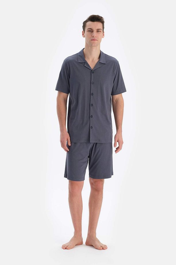 Cepli Gömlek Şort Modal Pijama Takımı - 4