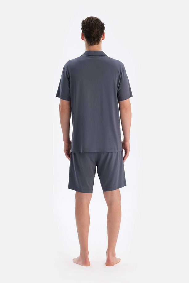 Cepli Gömlek Şort Modal Pijama Takımı - 2