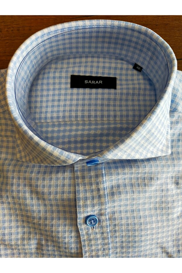 EKOSELİ CEPSİZ MAVİ GÖMLEK - 1