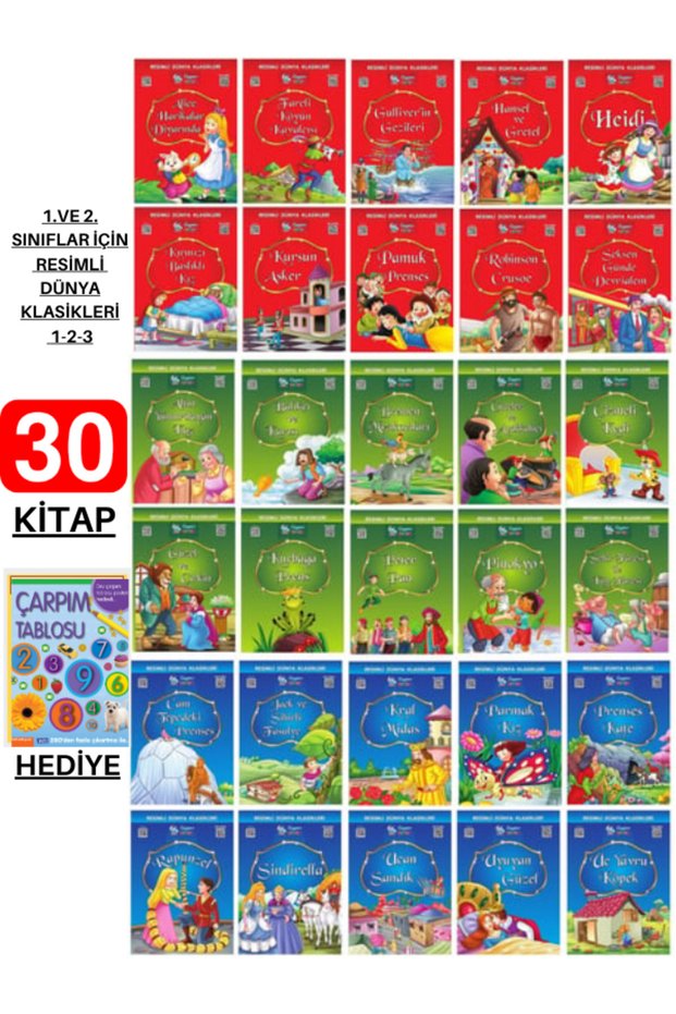 Resimli Dünya Klasikleri 1-2-3 (Glitter Multiplication Table with Gift) for 1St and 2Nd Grades