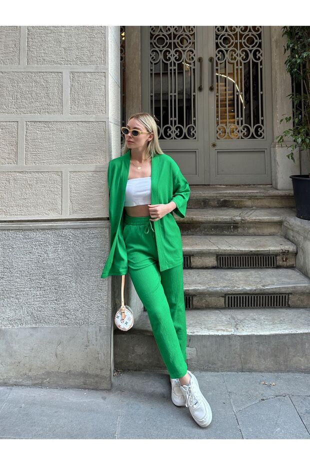 Damski zestaw kimono z górą i dołem o swobodnym kroju - 6